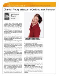 Chantal fleury attaque le Québec avec humour
